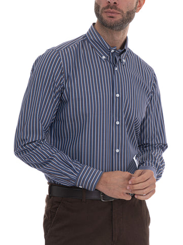 Camicia Blu-marrone Carrel Uomo