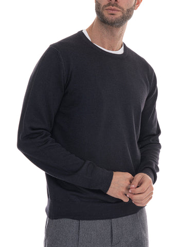Gran Sasso Men's Anthracite Crewneck Sweater