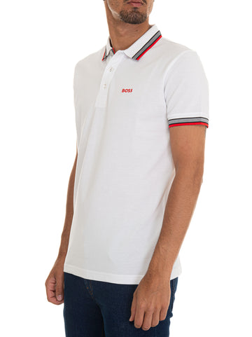 PADDY White Pique Cotton Polo by BOSS Men