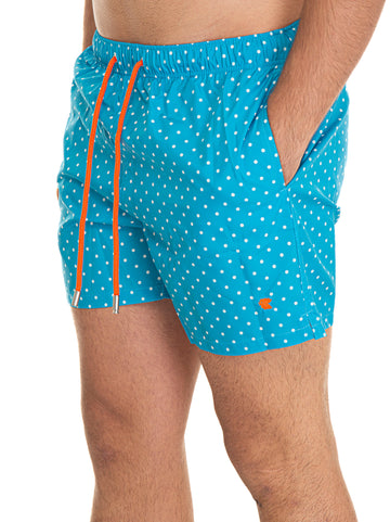 Turquoise-white Cock Men's Swim Boxer