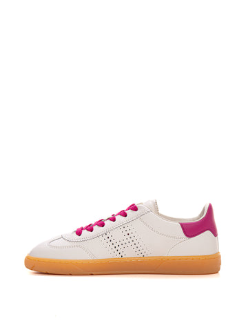 Sneakers in pelle con lacci Cool Bianco-fucsia Hogan Donna