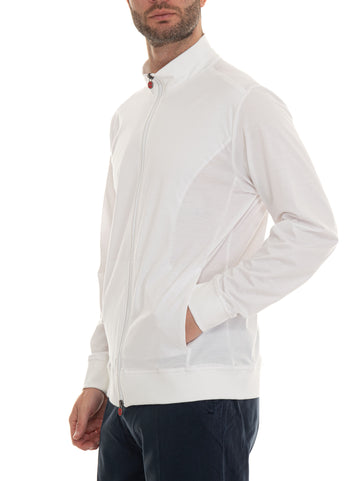 Kiton Men's White Kiton Zip Hoodie