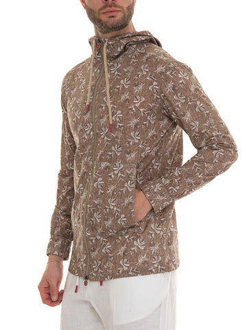 Kiton Men's Beige Zip Hoodie