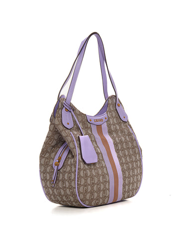 Liu Jo Women's Beige-Lilac Satchel Bucket Bag
