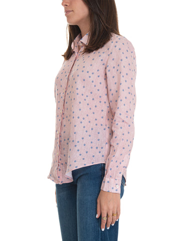 Amalfi Linen Shirt Pink-Blue Vincenzo De Lauziers Women