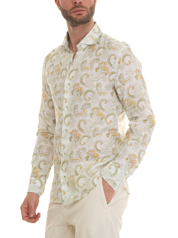 White-green linen shirt Vincenzo De Lauziers Men