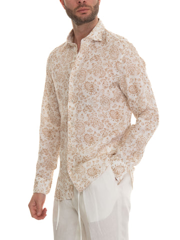Vincenzo De Lauziers Men's White-beige linen shirt