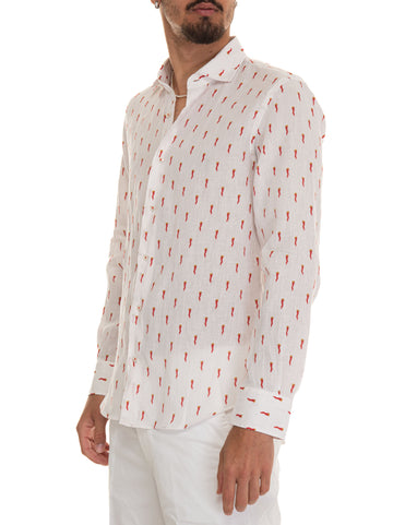 Casual shirt White-red Vincenzo De Lauziers Men