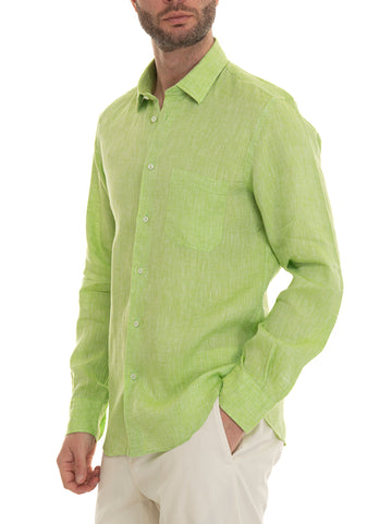 Green linen shirt Vincenzo De Lauziers Man