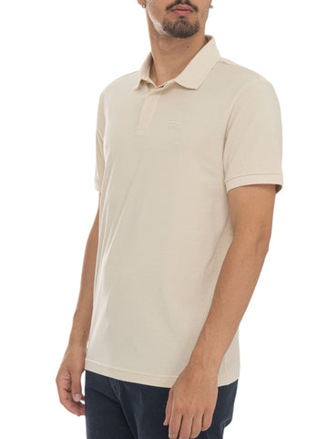 EA7 Men's Cream Cotton Jersey Polo