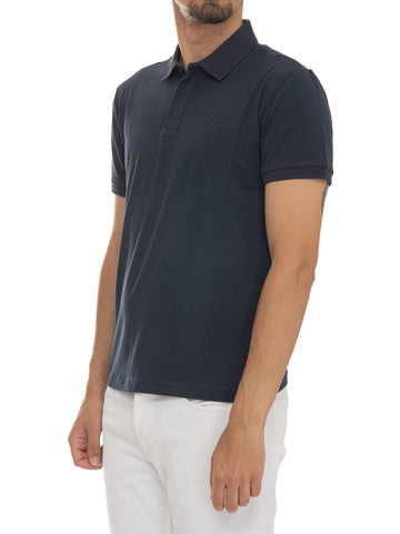 EA7 Men's Blue Cotton Jersey Polo