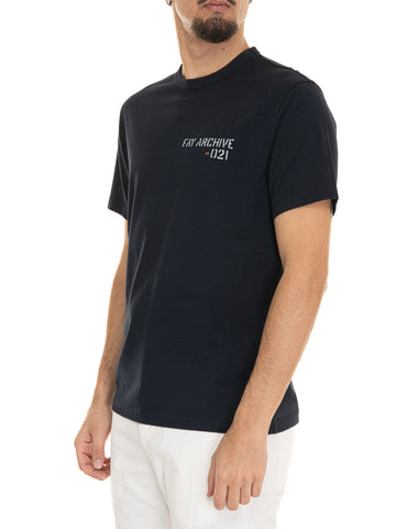Half-sleeved crew-neck T-shirt Blue Fay Man