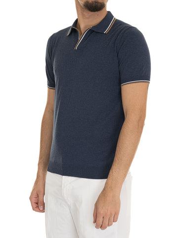 Denim jersey polo shirt Gran Sasso Man
