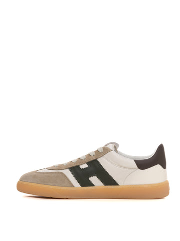 Hogan Men's Cool White-Green Lace-Up Leather Sneakers