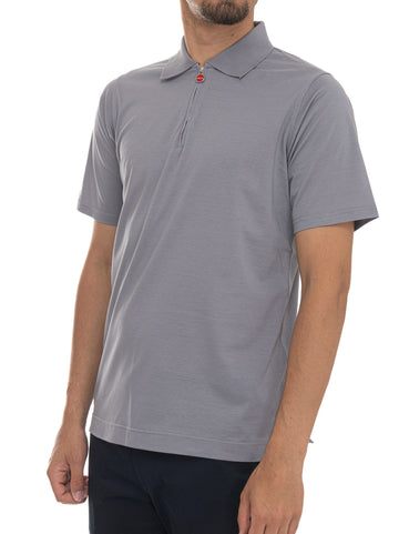 Polo mezza zip manica corta Grigio Kiton Uomo