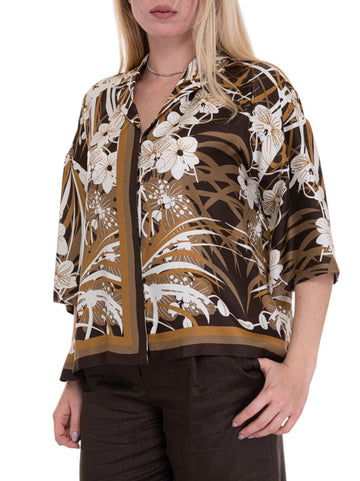 Darsena Brown Silk Shirt Max Mara Studio Donna