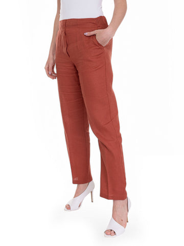 Pantalone a sigaretta Ruggine Quality First Donna