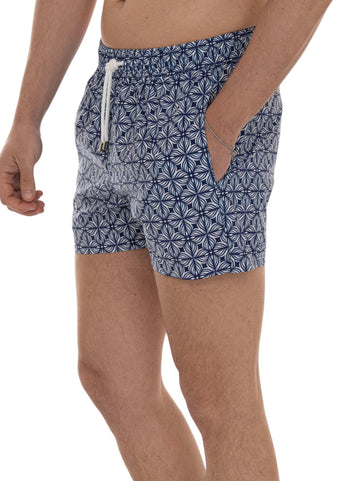 CAPRI-XMARE Blue-white Vincenzo De Lauziers Men's Swim Boxer