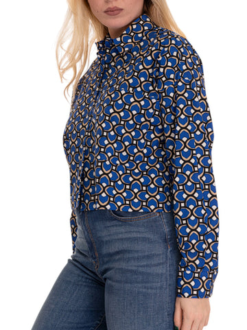 Camicia da donna in cotone Ragtime Bluette-bianco Weekend Max Mara Donna