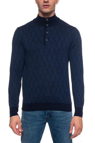 Blue 4-button pullover Andrea Fenzi Man