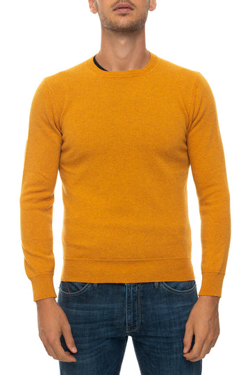 Pullover girocollo Senape Andrea Fenzi Uomo