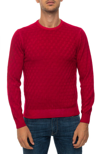 Andrea Fenzi Men's Burgundy crew-neck pullover