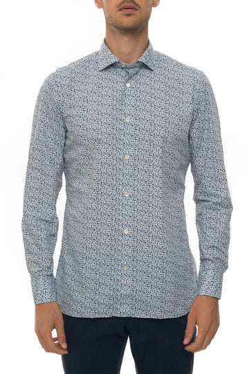 Camicia casual Bianco-blu Luigi Borrelli Uomo