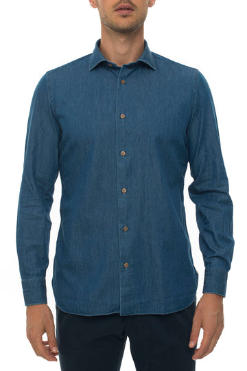 Camicia casual Denim blu Luigi Borrelli Uomo