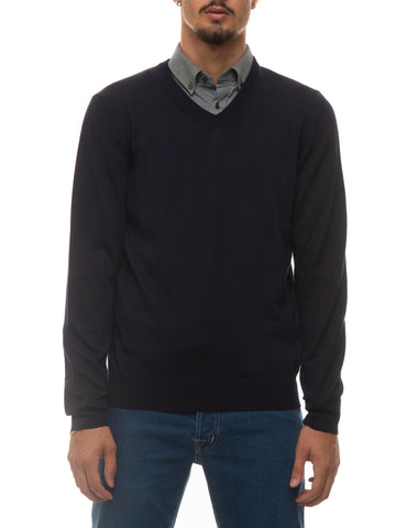 Blue V-neck pullover by BOSS Menswear