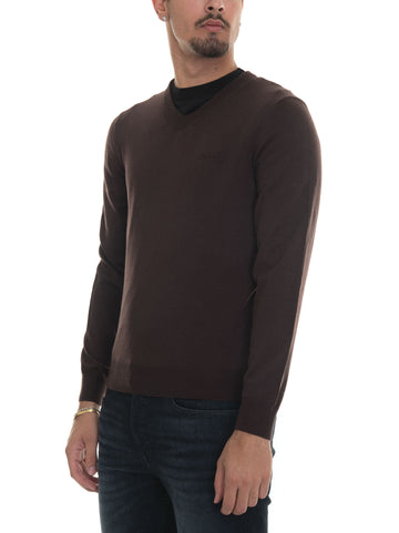 Maglia collo a V Marrone BOSS Uomo