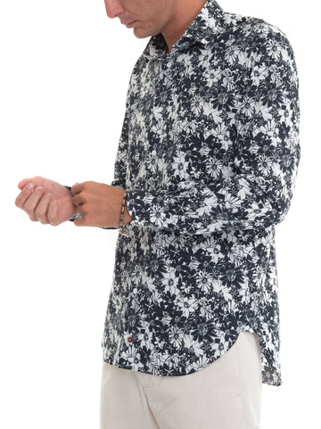Camicia classica da uomo Bianco-blu Carrel Uomo
