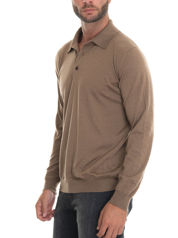 Polo manica lunga Cammello Kiton Uomo