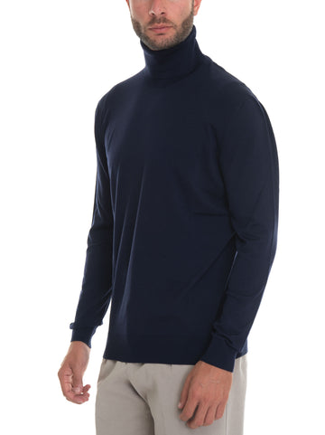 Pullover collo alto Blu Kiton Uomo