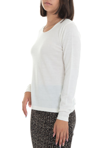White Quality First Woman crew neck pullover