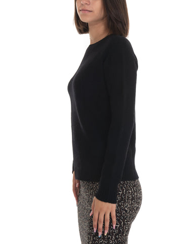 Black Quality First Woman crew neck pullover