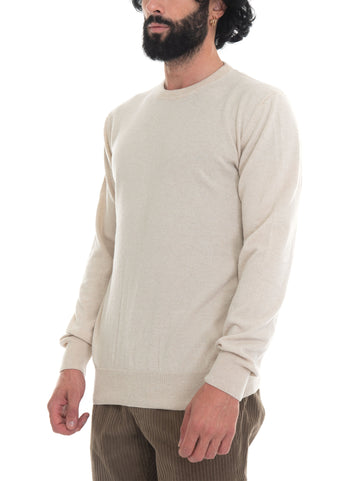 Beige Quality First Man crew neck pullover