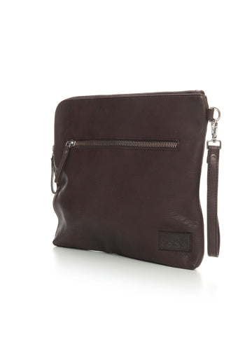 Clutch bag in dark brown leather The Jack Leathers Man