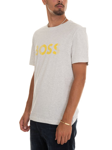 T-shirt girocollo TEE Grigio chiaro-giallo BOSS Uomo