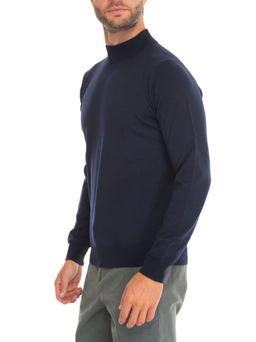 Hindustrie Men's Blue Mock Pullover