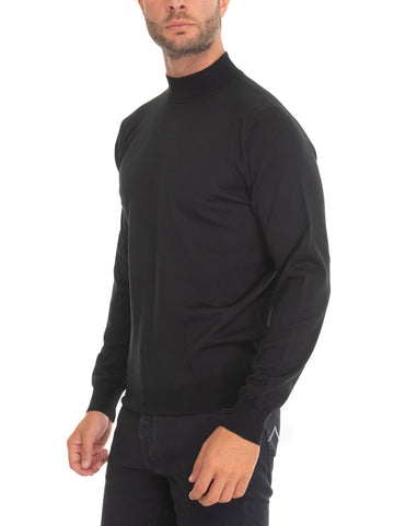 Hindustrie Men's Black Mock Pullover