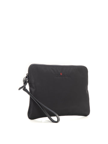 Pochette in pelle e tessuto Nero Kiton Uomo