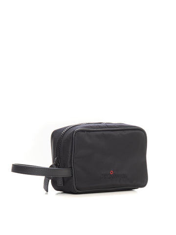 Pochette in pelle e tessuto Nero Kiton Uomo