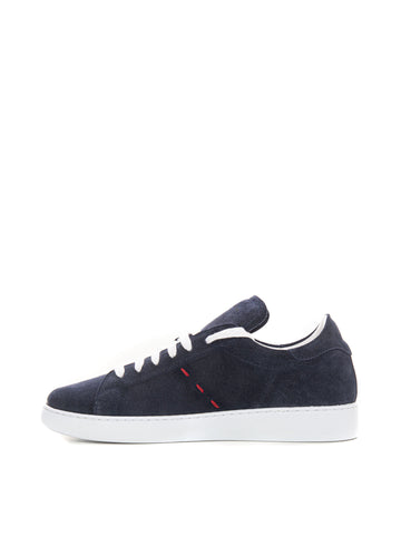 Sneakers bassa in suede e gomma Blu Kiton Uomo