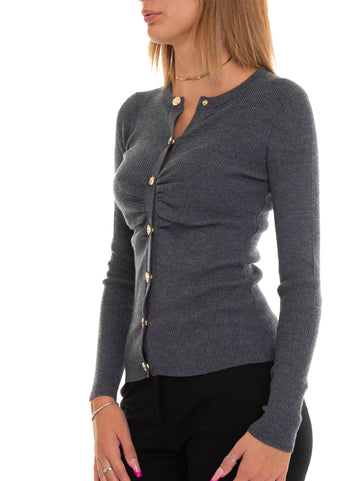 Cardigan in maglia inglese Aveligniese Grigio Pinko Donna