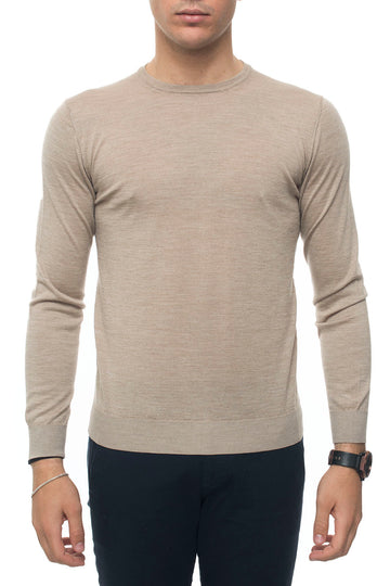 Pullover girocollo Beige Andrea Fenzi Uomo