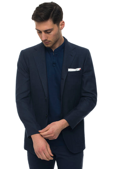 Blazer 3 bottoni sfoderato e decostruito Blu Kiton Uomo