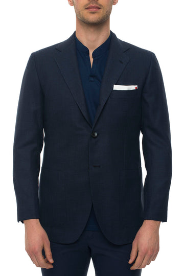 Blazer 3 bottoni sfoderato e decostruito Blu Kiton Uomo