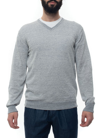 Blue melange V-neck sweater Andrea Fenzi Man