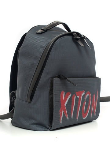 Leather and cordura backpack Gray Kiton Man