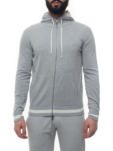 Felpa con cappuccio Grigio-bianco Luigi Borrelli Uomo